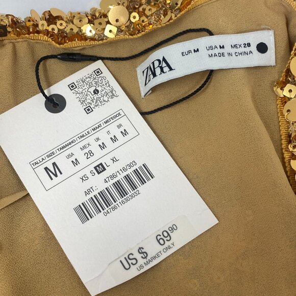 Zara Gold Sequin Mini Skirt Medium NWT $70 - Picture 8 of 8